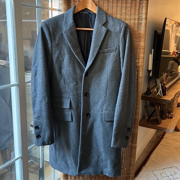 Matinique dark grey wool-blend men’s coat - Picture 1 of 14